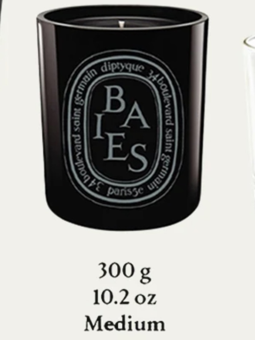 Diptyque BAIES MEDIUM CANDLE 300g in black glass vessel